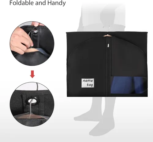 Vista 6 de Univivi Bolsas de ropa para almacenamiento, bolsas de ropa colgantes de 40 pulgadas con ventana transparente y tarjetero de identificación