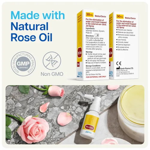 Vista 6 de NAVEH PHARMA Dry Ears - Spray de gotas para los oídos para nadadores, adultos y niños, elimina el agua atrapada en los oídos y evita el dolor
