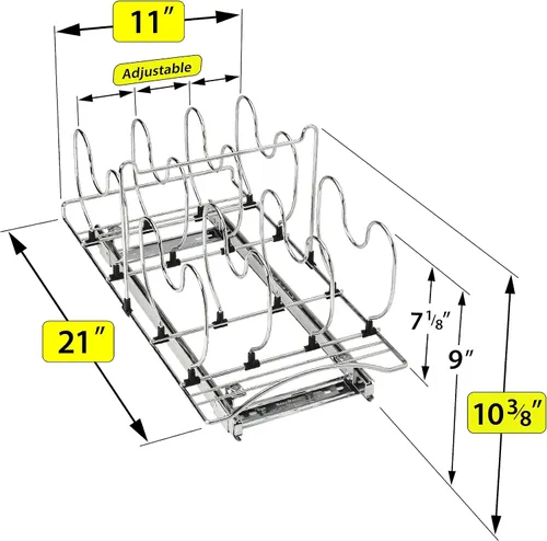 Vista 5 de LYNK PROFESSIONAL® Organizador de ollas y sartenes para gabinete, organizador de sartenes extraíbles, cajón de tapa para sartenes y ollas