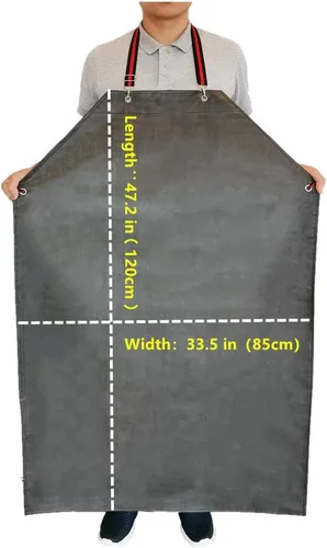 Vista 5 de TonLing Delantal de goma grueso, 47.2 x 33.5 pulgadas, impermeable, largo resistente a los químicos, ajustable para lavavajillas, limpieza de peces