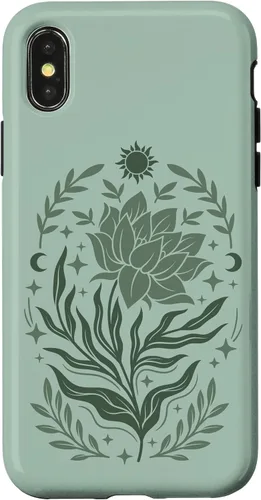 Vista 5 de Sage & Green Flowers Sun Crescent Moon Boho Floral Celestial Case for iPhone 16