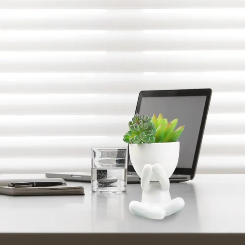 Vista 5 de 6 macetas de cerámica para suculentas, macetas pequeñas creativas en forma de humano, modernas mini macetas para oficina, hogar, cafeterías