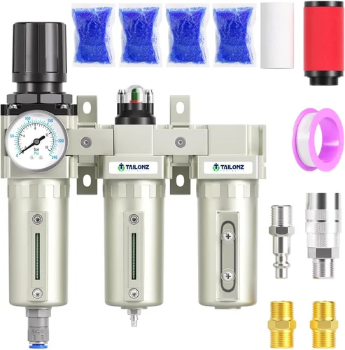 Vista 14 de TAILONZ PNEUMATIC 0-240PSI Sistema de secado de aire industrial de tres etapas grado NPT de 1/2 pulgada, filtro de partículas, filtro coalescente