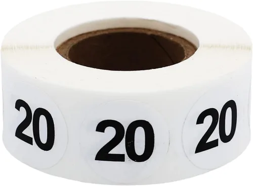 Vista 23 de Pegatinas blancas con número 0 de puntos circulares negros, 3/4 pulgadas redondas, 500 etiquetas en un rollo