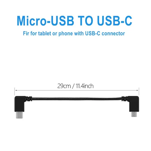 Vista 5 de Hanatora Cable de control remoto micro USB a USB C de 11.4 pulgadas para DJI Mavic Mini, SE, Air, Mavic 2 Pro/Zoom, Mavic Pro, Spark, cable
