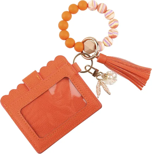 Vista 6 de Llavero de pulsera, cartera, tarjetero con borla, llavero para mujeres y niñas