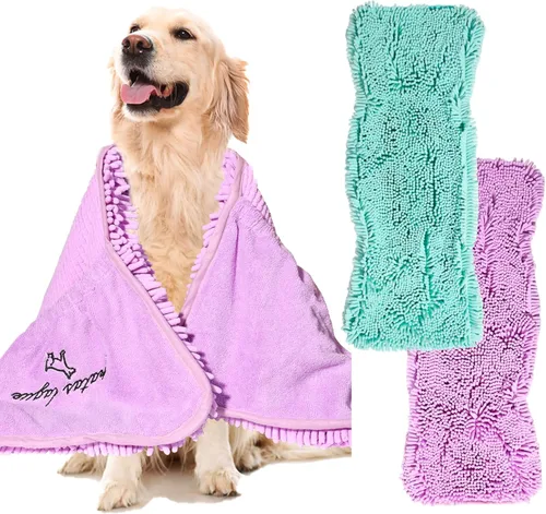 Vista 8 de Patas Lague Toalla absorbente para perros de secado grande, 35 x 15 pulgadas, toalla de baño de microfibra extra grande de secado rápido
