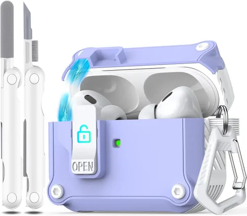 Vista 148 de R-fun Funda de carga compatible con AirPods de 2ª generación 2019, 1ª generación 2016, protección completa contra caídas, tapa desplegable
