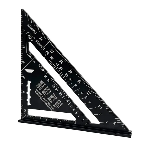 Vista 3 de Regla de ángulo de la regla del triángulo de la aleación de aluminio cuadrada de 7 pulgadas, regla de ángulo del triángulo del carpintero