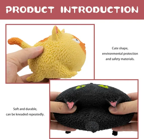 Vista 4 de Juguetes sensoriales antiestrés con forma de gato para niños, adultos, adolescentes, niños, alivio de descompresión y alivio de la ansiedad (negro)