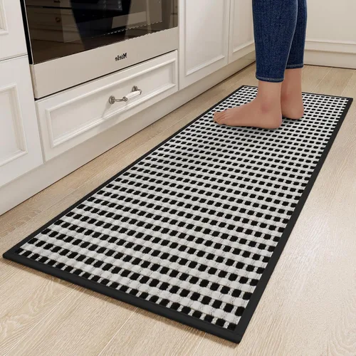 Vista 28 de YDKGL Alfombras de cocina antideslizantes y lavables, color negro, 17 x 30