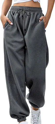 Vista 2 de WPNMASNP Pantalones deportivos casuales de cintura alta para mujer, para otoño, holgados, Y2K, modernos con bolsillos