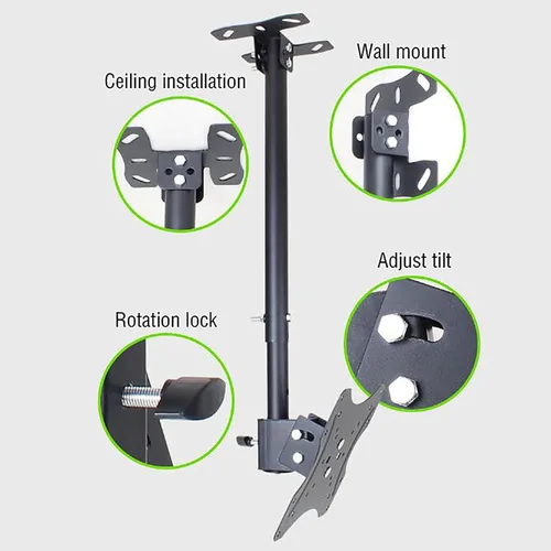 Vista 4 de TV Stand tv Wall Mount TV Ceiling Mount Bracket, Adjustable Height TV Mount, Fits Most 12-32 Inch LED Screen Display, with Loading 66 Lbs(0.85m)