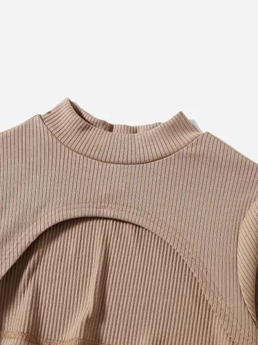 Vista 4 de Floerns Vestido ajustado de 2 piezas para niña con estampado de letras y camiseta de manga larga