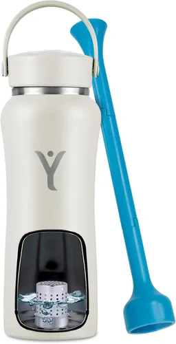 Vista 10 de DYLN - Botella de agua de hidrógeno Crea agua alcalina hidratante rica en hidrógeno hasta 9 pH Botella de agua de acero inoxidable aislada al