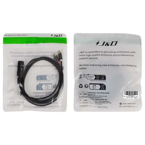 Vista 7 de J&D - Cable de conexión divisor XLR a 2 RCA Y, carcasa de PVC, desequilibrado, doble RCA macho a XLR macho, adaptador de cable de interconexión