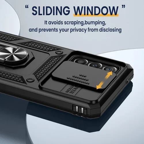 Vista 5 de Goton Funda compatible con Samsung Galaxy A53 5G con cubierta de cámara y anillo de soporte con protector de pantalla de vidrio templado, grado