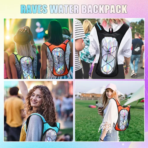 Vista 6 de Chunful Paquete de 6 mochilas de hidratación para correr, paquetes de hidratación para festivales, mochila de agua ligera con vejiga de agua de 2L