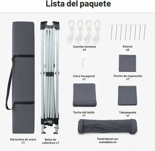 Vista 9 de LAUSAINT HOME Tienda de campaña con toldo desplegable de 11 x 11 pulgadas con mosquitera, color gris