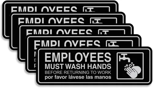 Vista 36 de Standard Employees Must Wash Hands - Letrero para puerta/pared, color negro, pequeño