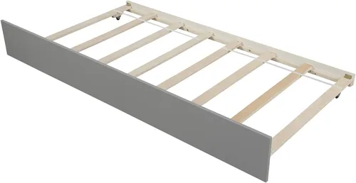 Vista 9 de Harper & Bright Designs Cama de tamaño individual con nido, cama de plataforma de madera con cabecero, marco de cama para niños con soporte