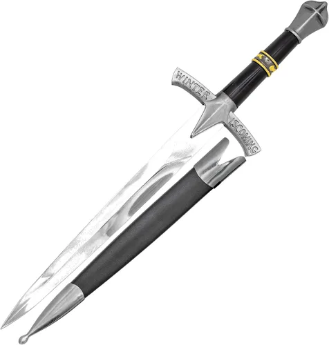 Vista 7 de Armory Replicas Royal Arming Dagger - Hoja de acero de alto carbono 1095 con mango de cuero apilado, pomo y protector de acero, incluye funda