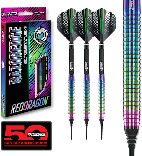 Vista 7 de RED DRAGON Darts - Amberjack Javelin Pegasus Razor Edge - Professional Tungsten Soft Tip Darts - Includes Dart Flights and Shafts