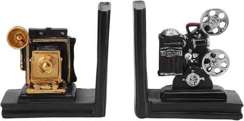 Vista 6 de Resin Movie Projector Shelf Book Ends Decorative Bookend Study Home Office