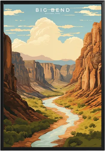 Vista 37 de Póster del Parque Nacional Acadia, arte abstracto de la pared, arte de pared de paisaje natural retro, impresiones artísticas de pared para oficina