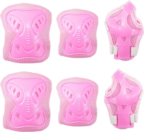 Vista 11 de tsavnpk Juego de rodilleras y coderas para niños, equipo de protección ajustable con protector de muñeca para niñas, patinaje, ciclismo, patinaje