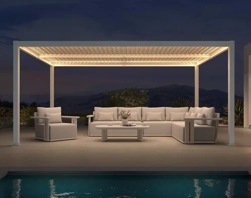 Vista 14 de PURPLE LEAF - Pergola con listones de 11 x 18 pies, marco de aluminio blanco para patios