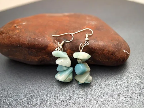 Vista 5 de Natural Gemstone Chip Drop & Dangle Earrings for Women - Small, Lightweight