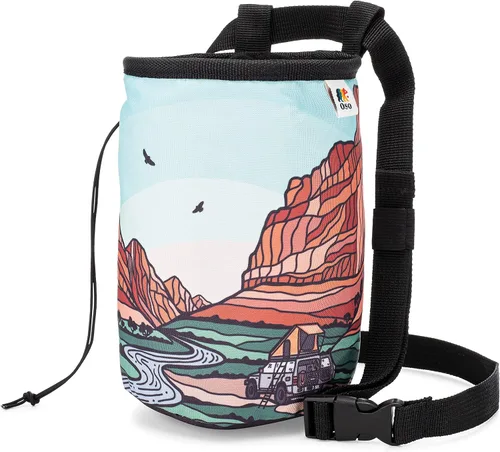Vista 3 de Oso Supply Co - Bolsa de tiza de lona encerada para adultos y niños, cierre de cordón, cinturón ajustable, entrenamiento en interiores y exteriores