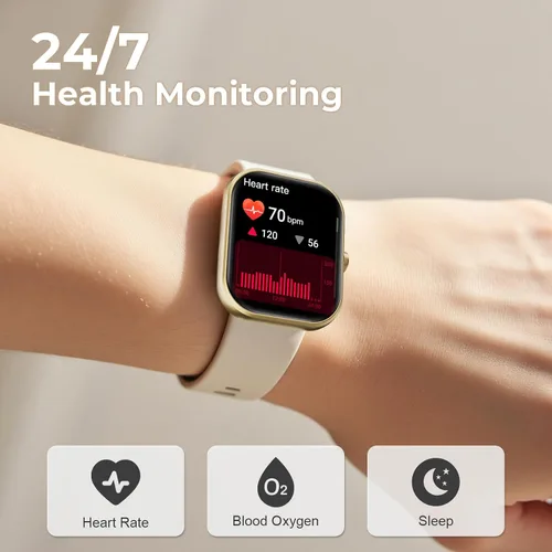 Vista 4 de Reloj inteligente para hombres y mujeres, reloj de fitness con pantalla táctil HD de 1.83 pulgadas con notificaciones Bluetooth de llamadas