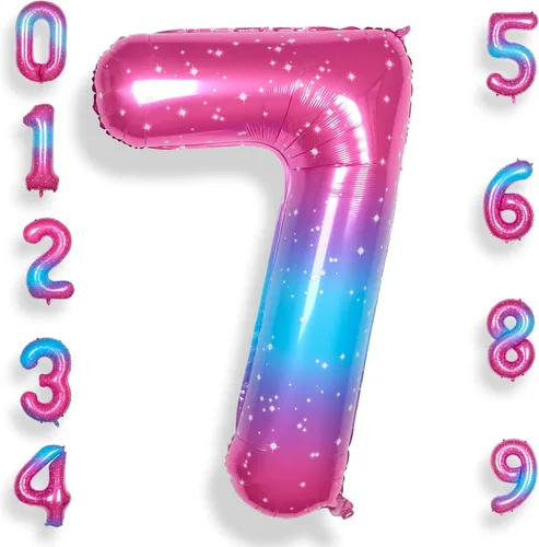 Vista 16 de Globo de número 0 de 40 pulgadas para niño o niña grande estrellado 0-9, globo de Mylar grande del número 0, globos de feliz cumpleaños 0