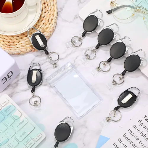 Vista 6 de Laumoi - 80 clips retráctiles para carretes de identificación Negro