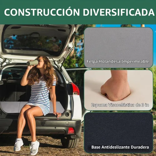 Vista 4 de Colchón plegable de espuma viscoelástica, colchón de cama triple con cubierta antipolvo, portátil, impermeable, para dormir al aire libre, plegable
