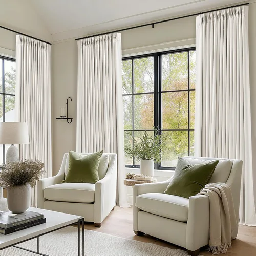 Vista 168 de Juego de 2 paneles de cortinas plisadas negras de 80 pulgadas para sala de estar, cortinas plisadas de lino con forro de 80 pulgadas de largo, 100%