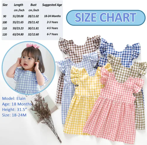 Vista 6 de Zanie Kids Vestidos de Pascua para niñas, vestido de verano para niñas, ropa de juego, trajes de fotos familiares