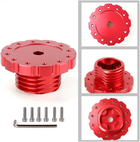 Vista 2 de TAKEGO Aluminum Steering Wheel Adapter, Sim Racing Gaming Steering Wheel Adapter 6 Hole for T300, T500, TS-PC, TS-XW,Red