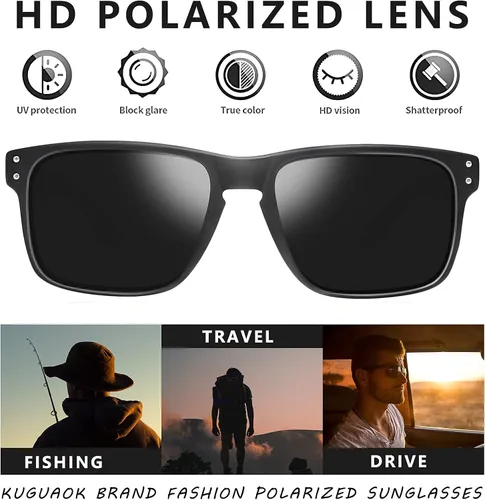 Vista 4 de Gafas de sol cuadradas polarizadas para hombres y mujeres con acabado mate gafas de sol con protección UV