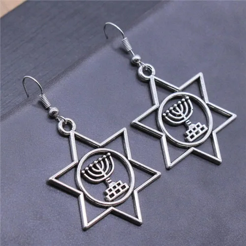 Vista 3 de hexagrama material pentagrama para joyería Pendientes