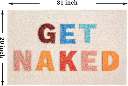 Vista 3 de Get Naked - Alfombra de baño, rosa, 31 x 20 pulgadas Antideslizante, microfibra gruesa, lavable a máquina, divertida decoración de baño
