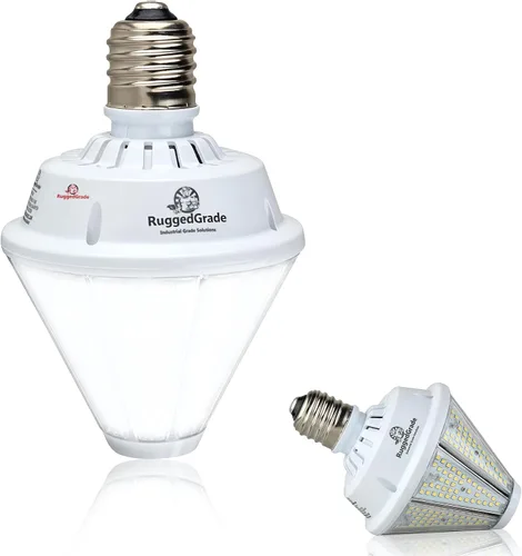 Vista 6 de RuggedGrade Bombilla LED de gran altura de 80 W, serie Oberon II, 9,800 lúmenes, blanco cálido de 3000 K, incluye base intercambiable E39 y E26