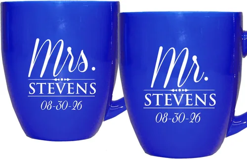Vista 10 de My Personal Memories Juego de 2 tazas personalizadas de café con leche de 16 onzas para parejas, regalo personalizado para novia, novio suyo, ella