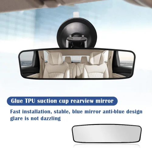 Vista 5 de Espejo retrovisor con ventosa para automóvil, espejo de coche gran angular HD con diseño antideslumbrante y ajustable de 360°, multifuncional