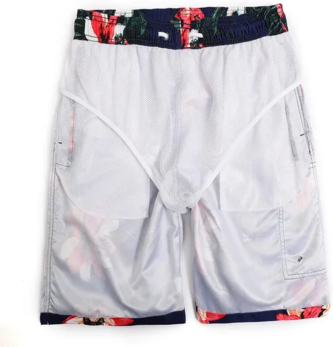 Vista 5 de Yuzhih Pantalones de playa para hombre, con gráficos irregulares, pantalones cortos ajustados con cintura elástica, pantalones cortos atléticos