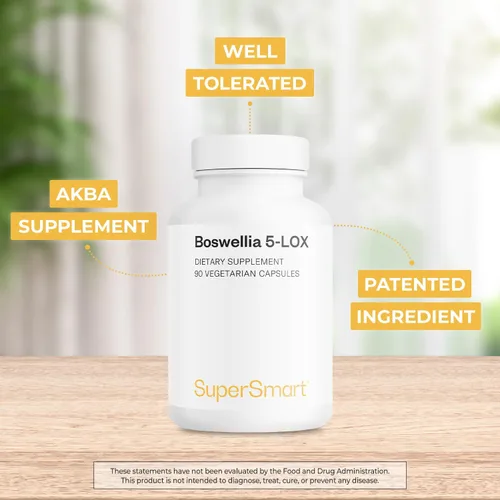 Vista 3 de Supersmart - 5-Loxin 200mg por día (patentado) - Suplemento AKBA - Extracto de boswellia serrata de 5-loxina Sin OMG y sin gluten - 90 cápsulas