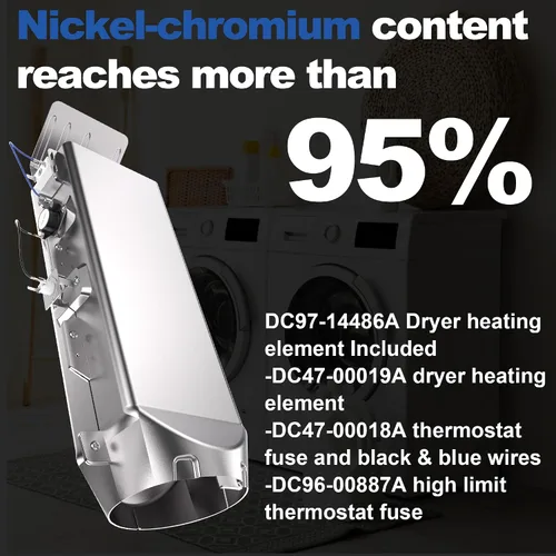 Vista 4 de 【Actualización 2026】DC97-14486A Elemento calefactor para secadora DC97-14486D para Samsung elemento calefactor dve50r5200w/a3 dv45h7000ew/a2