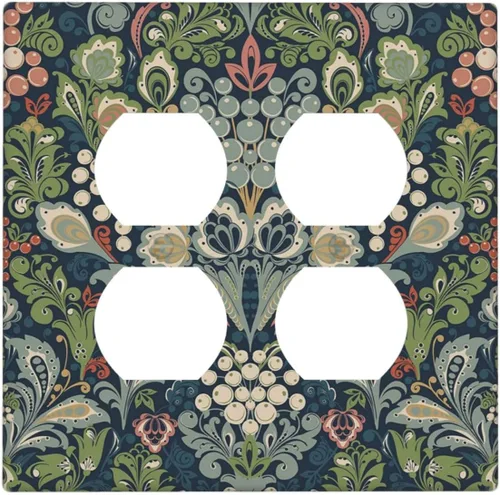 Vista 122 de William Morris Floral Boho Azul Medianoche Azul Bohemio Flor 1 Banda Dúplex Cubierta de Salida Decorativa Receptáculo Único Interruptor Eléctrico
